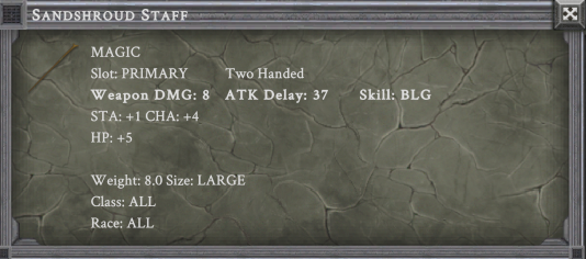 SANDSHROUD STAFF in-game item card